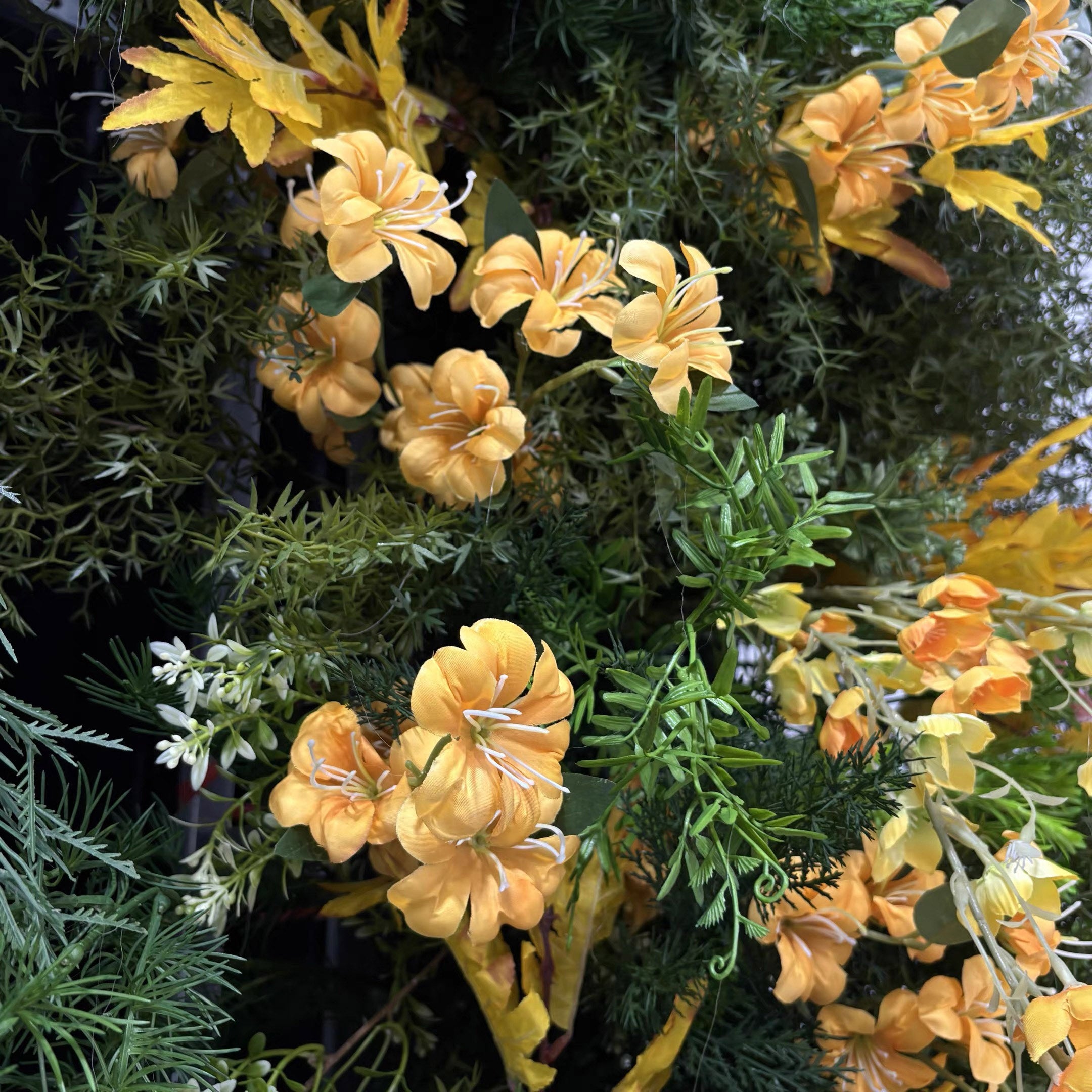 Roseytime Orange Greenery Square Flower Arch Fabric Back#RTA407