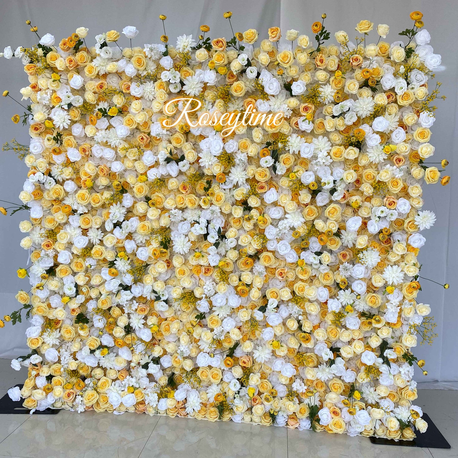 Roseytime 5D Yellow Flower Wall Roll Up Fabric Back #RTW064