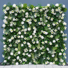 Roseytime Artificial Flower Wall Rolling Up Green Hanging Flowers Wedding Backdrop Decor for Birthday Event Party