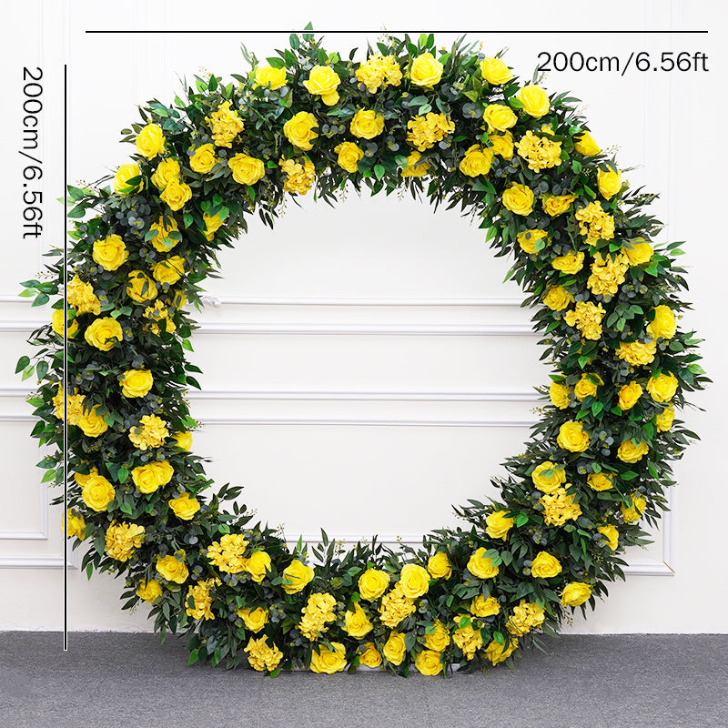 RoseyTime Yellow Circle Arch Fabric Back 6.6*6.6ft