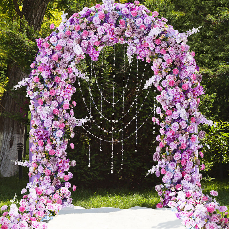 RoseyTime Purple Flower Round Arch Fabric Back 7.2*6ft