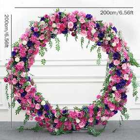 RoseyTime Purple Pink Round Flower Circle Arch Fabric Back