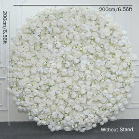 Roseytime 5D Artificial Flower Wall Rolling Up White Round Hanging Flowers Wedding Backdrop Decor for Birthday Event Party