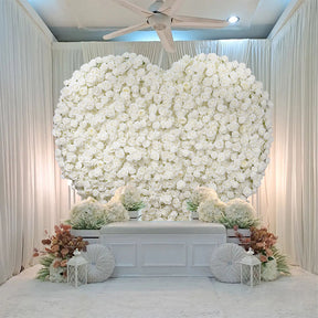 Roseytime 5D White Heart Flower Wall Roll Up Fabric Back #RTW115