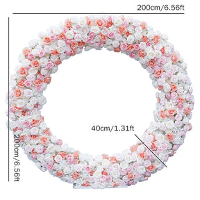 RoseyTime Pink Artificial Flower Round Arch Fabric Back