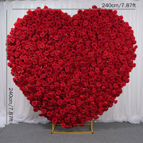 Roseytime Artificial Flower Wall Rolling Up Red Heart Hanging Flowers Wedding Backdrop Decor for Birthday Event Party