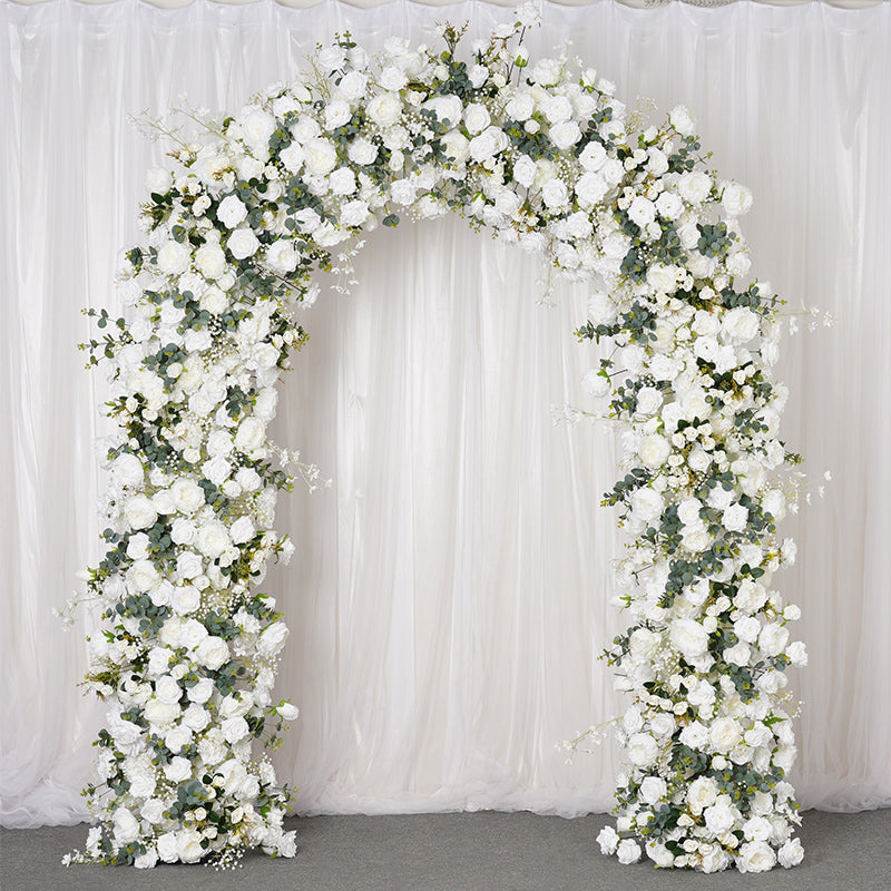 RoseyTime White Flower Arch Baby's breath Fabric Back