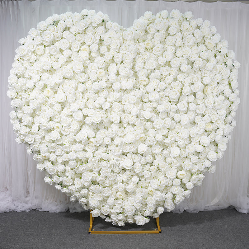 Roseytime 5D White Heart Flower Wall Roll Up Fabric Back #RTW115