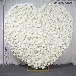 Roseytime 5D White Heart Flower Wall Roll Up Fabric Back #RTW115