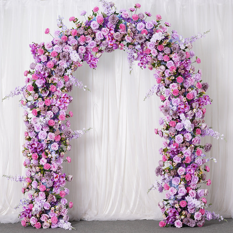 RoseyTime Purple Flower Arch Fabric Back 7.2*6ft