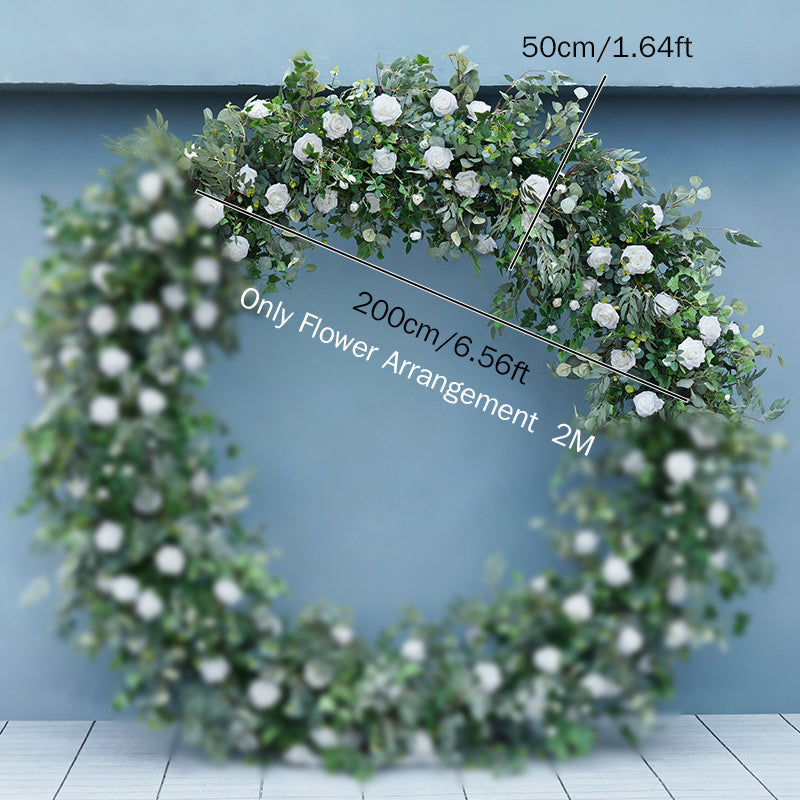 RoseyTime Circle Green Flower Arch Green Fabric Back