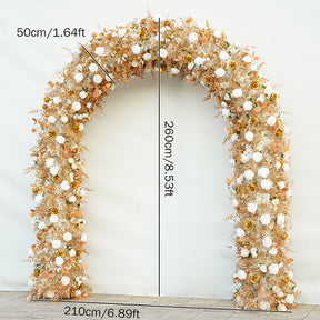 RoseyTime Brown Flower Round Arch Fabric Back