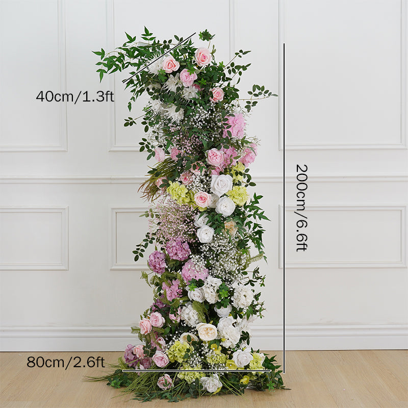 RoseyTime Flower Pillars Arches Green pink Flower With Frame #RTP033