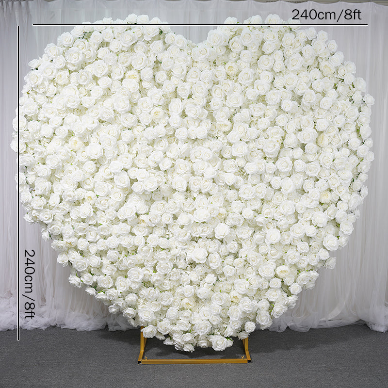 Roseytime 5D White Heart Flower Wall Roll Up Fabric Back #RTW115