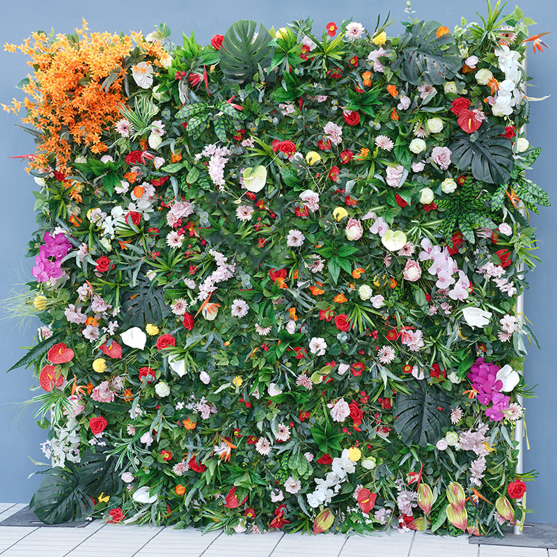 Roseytime Artificial Flower Wall Rolling Up Green Hanging Flowers Wedding Backdrop Decor for Birthday Event Party