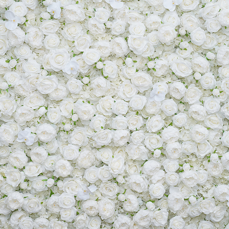 Roseytime 5D Artificial Flower Wall Rolling Up White Round Hanging Flowers Wedding Backdrop Decor for Birthday Event Party