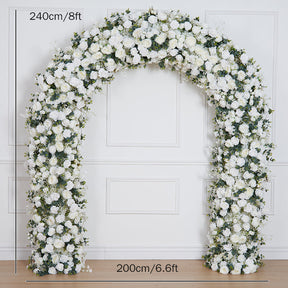 RoseyTime White Flower Round Arch Baby's breath Fabric Back