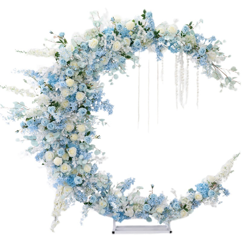 RoseyTime Artificial Flower Blue Moon Arche With Frame Fabric Back